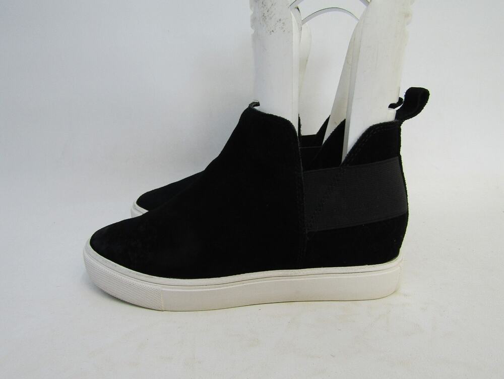Steve Madden Womens Sz 7.5 M Black Suede Hidden Wedge Boots Sneakers Shoes